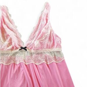 Cosabella Amore Pink Lace Babydoll Silk Chemise Slip Dress Romantic Coquette XL